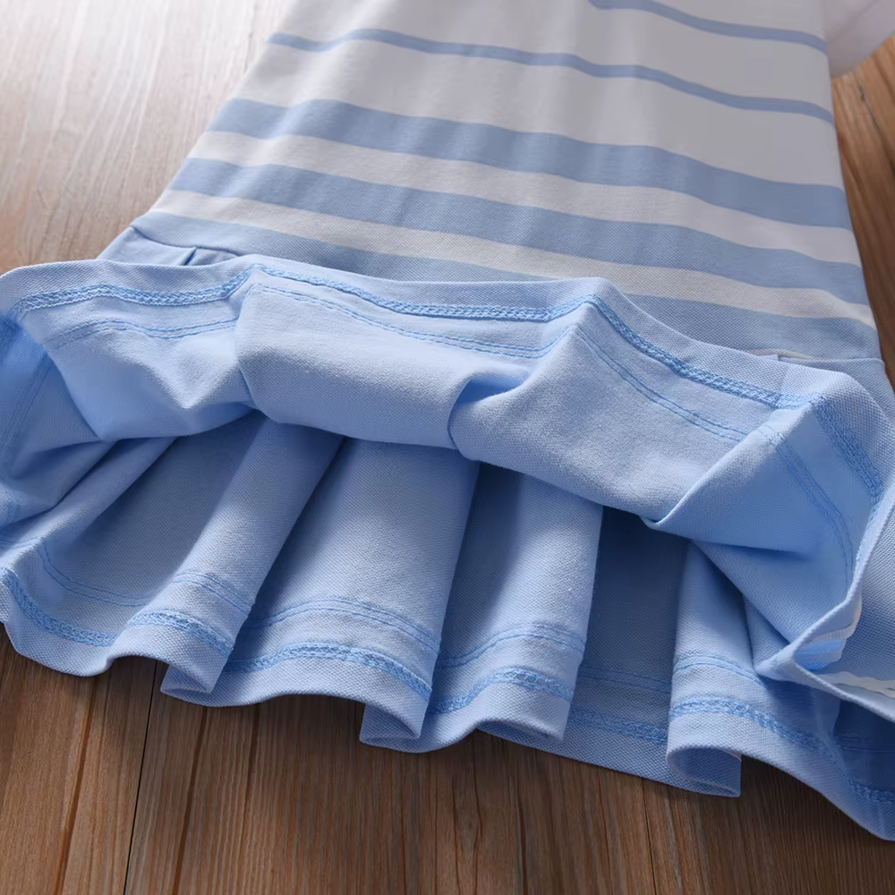 Robe Polo à rayures pour filles, vêtements élégants à manches bouffantes, robes d'été pour bébés fil