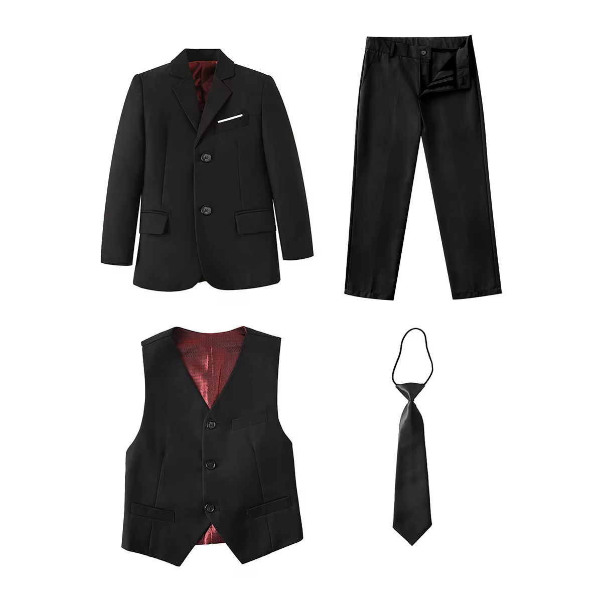 Costumes pour garçons, costumes formels colorés, 4 pièces, coupe cintrée, ensemble de costume, veste