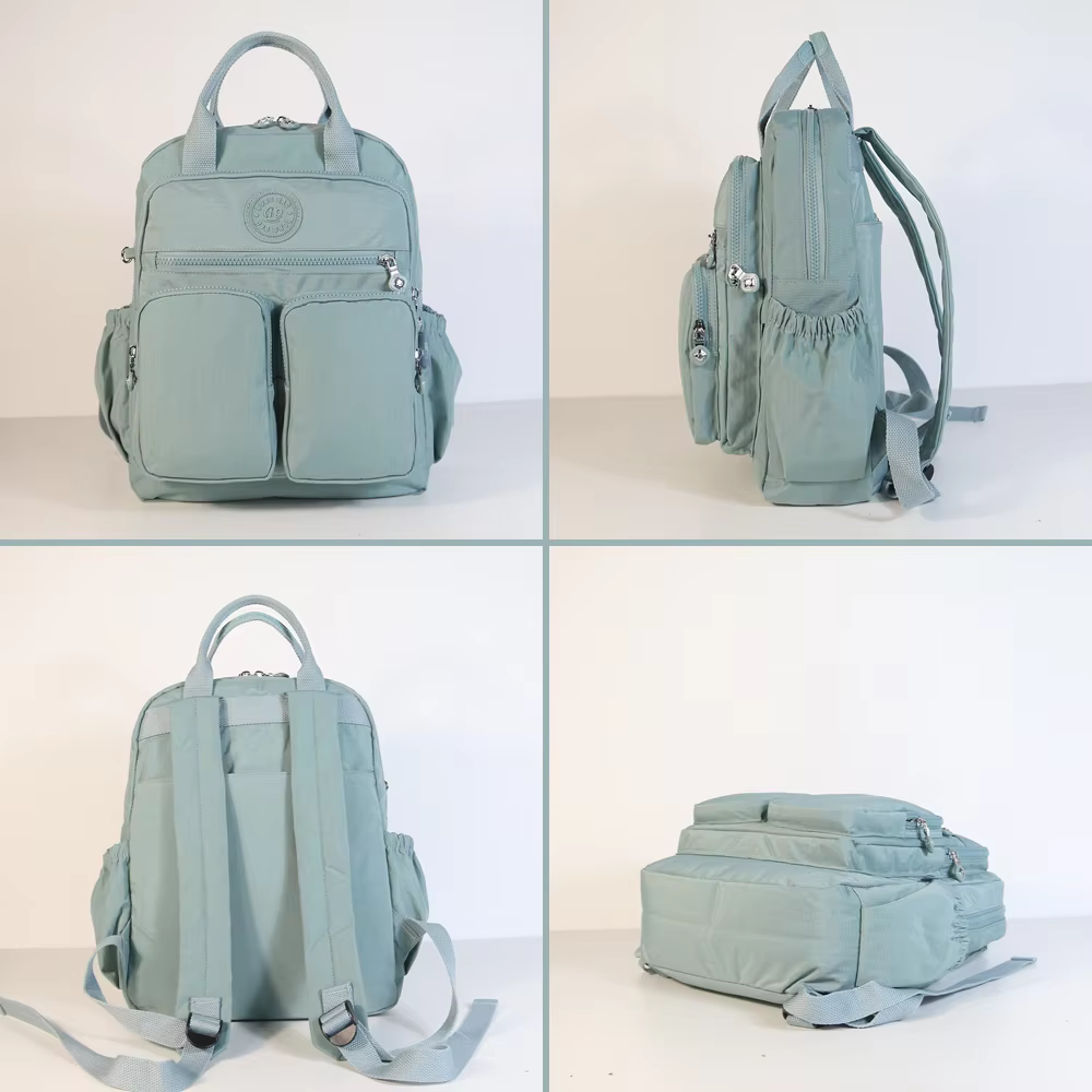 Sac à dos d'école léger de grande capacité, sac de voyage multi-poches, matériau en nylon résistant 