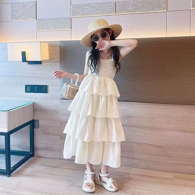 Robes pour filles, couleur unie, robe d'été pour enfant, style décontracté, robes de fête pour enfan