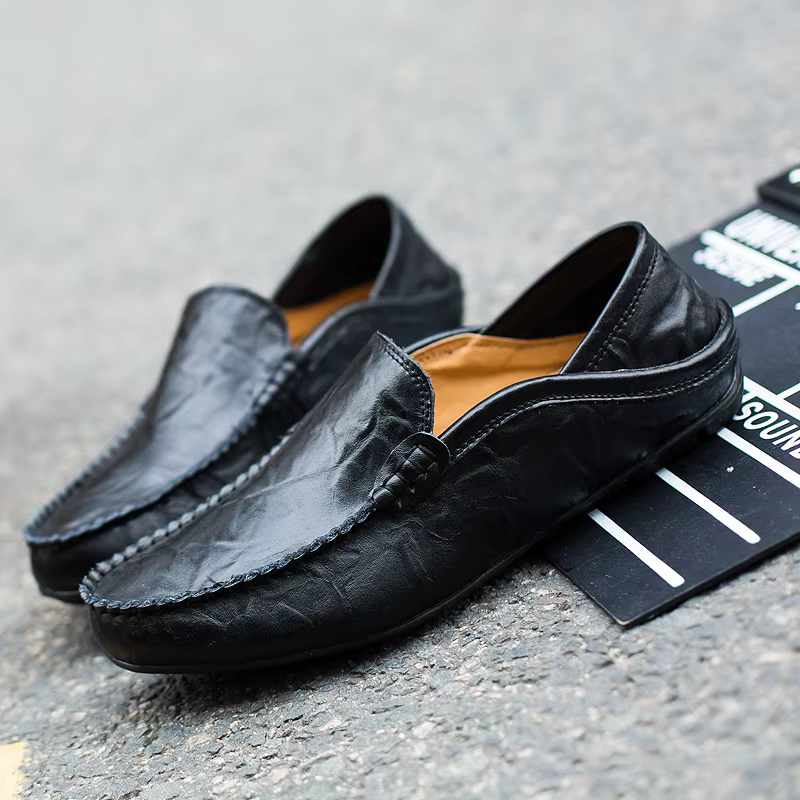 Chaussures décontractées en cuir pour hommes, mocassins de mariage, nouvelles chaussures en daim gra