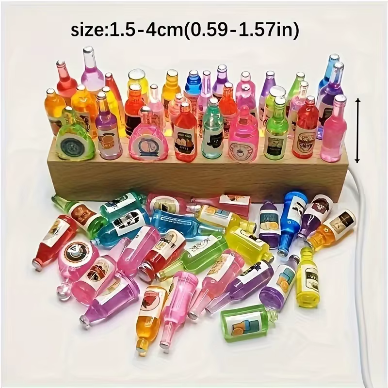 50 pièces de mini bouteille de boisson décoration de maison de poupée, bricolage étui de téléphone p