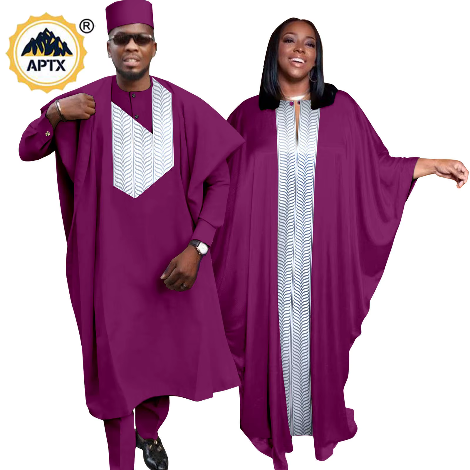 Abaya-Robes Africaines pour Femmes et Hommes, Tenues Assorties, Robes Musulmanes, Ensembles Haut et 