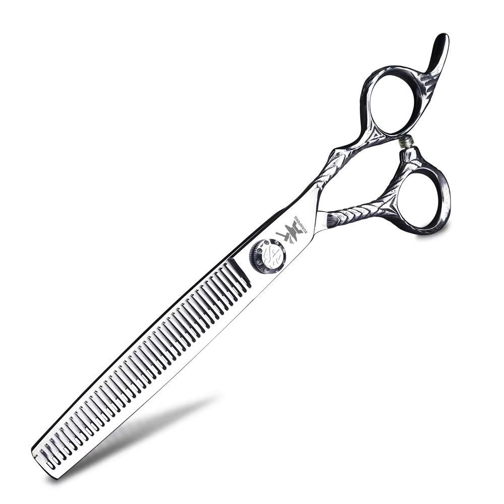 Ciseaux à cheveux XUANTENG en argent de 7 pouces, ciseaux de coiffure en acier 440C et ciseaux à eff