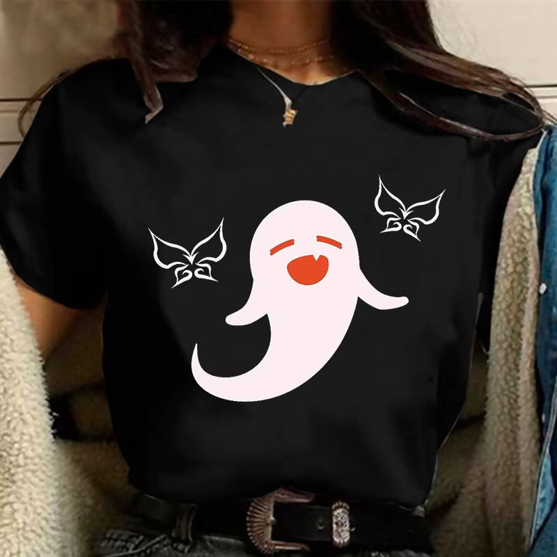 T-shirt à manches courtes pour femmes, 100% coton, Hu Tao Morax Zhongmovies Tartaglia Paimon, Genshi