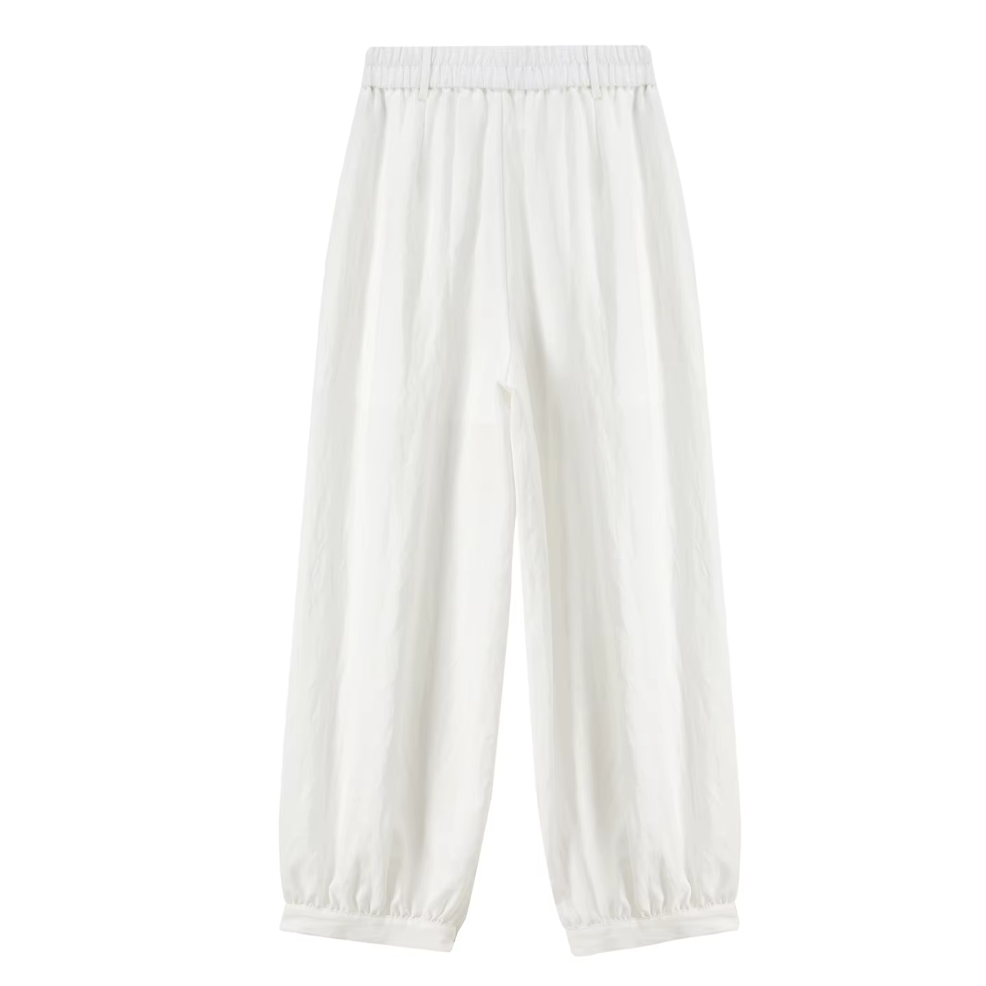 SENTUBILA Pantalon plissé blanc pour femme, style minimaliste, mode bureau, taille à double bouton,