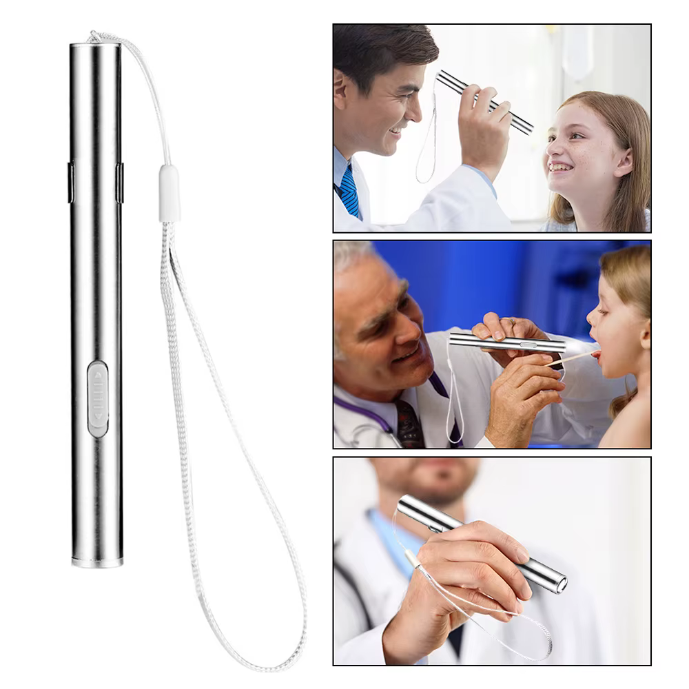 Mini lampe de poche médicale portable aste par USB avec pince en acier inoxydable, lampe torche LED 
