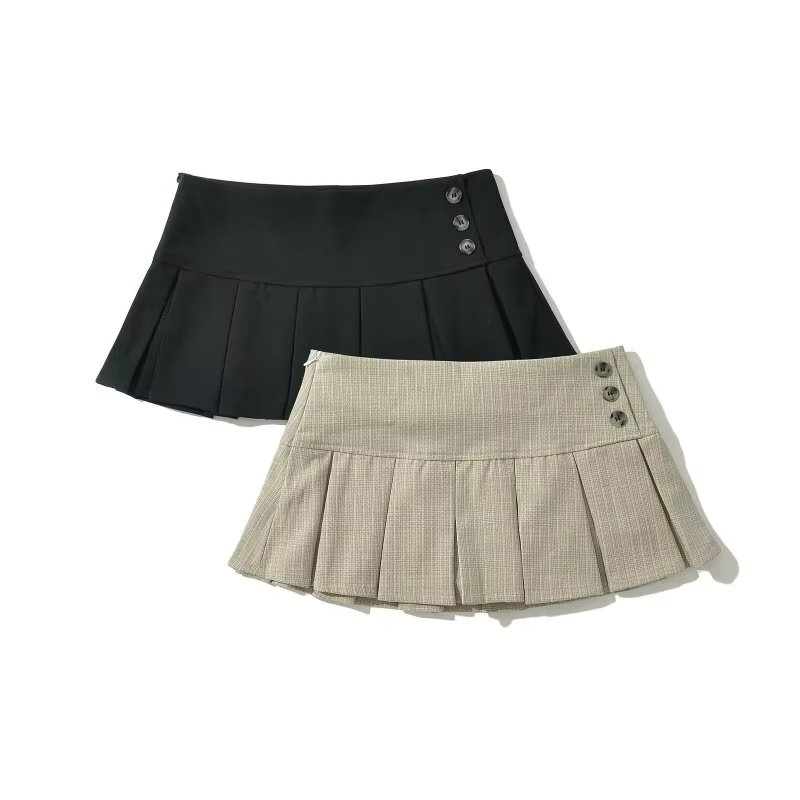 Mini-jupe plissée taille basse pour femme, 2 couleurs, jupe courte sexy Y2K, décontractée pour l'éco