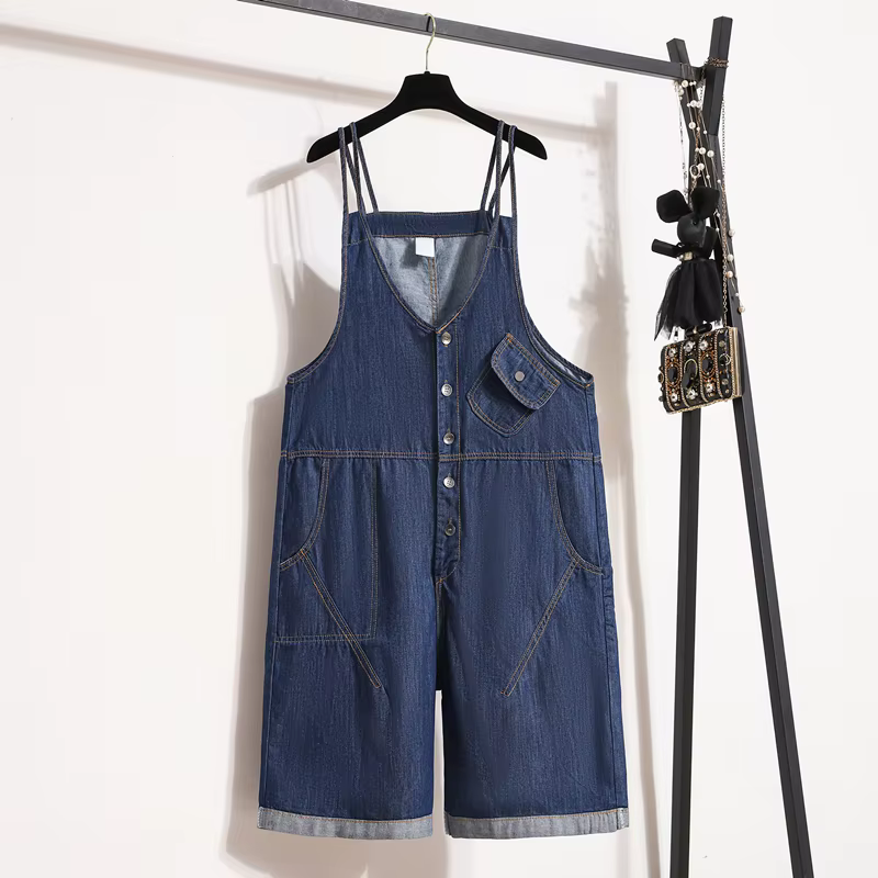 Salopette en jean d'été ample grande taille pour femmes, combinaisons surdimensionnées décontractées