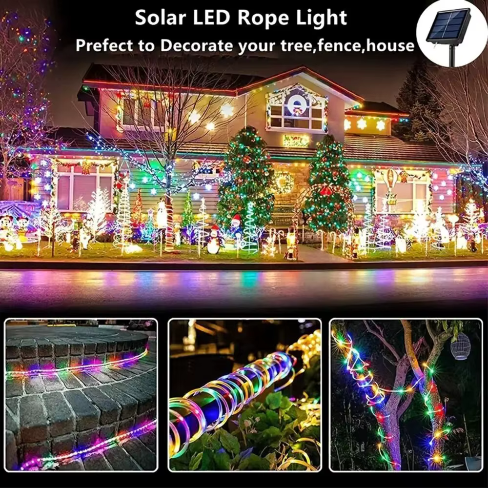 Tube solaire extérieur corde lumière LED jardin décoration de noël fée chaîne lumière 32 m/22 M/12 M