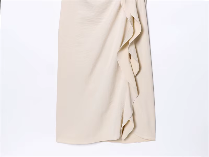 Robe pour femme, nouvelle collection printemps 2026, rose nude, manches courtes, plissée, décorée, r