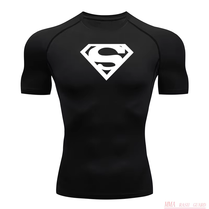 Chemise de sport à Compression pour hommes, T-Shirt à manches courtes, séchage rapide, haut de fitne