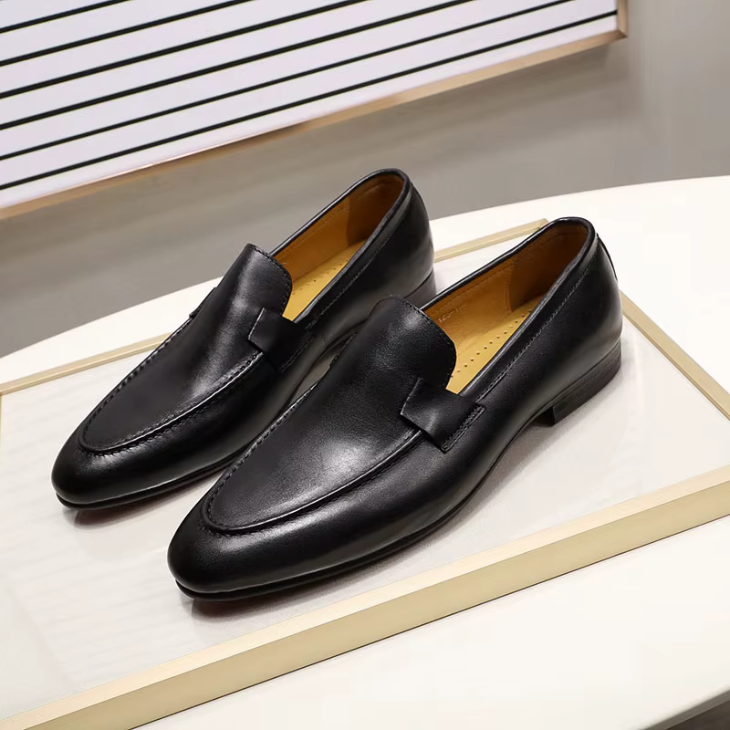 Mocassins pour hommes, Style automne et été, pour fête de mariage, danse, noir, marron, cuir véritab