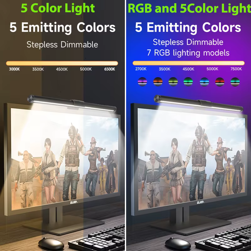 Lampes de bureau Led à intensité variable en continu lumières suspendues d'écran rvb pour rétro-écla