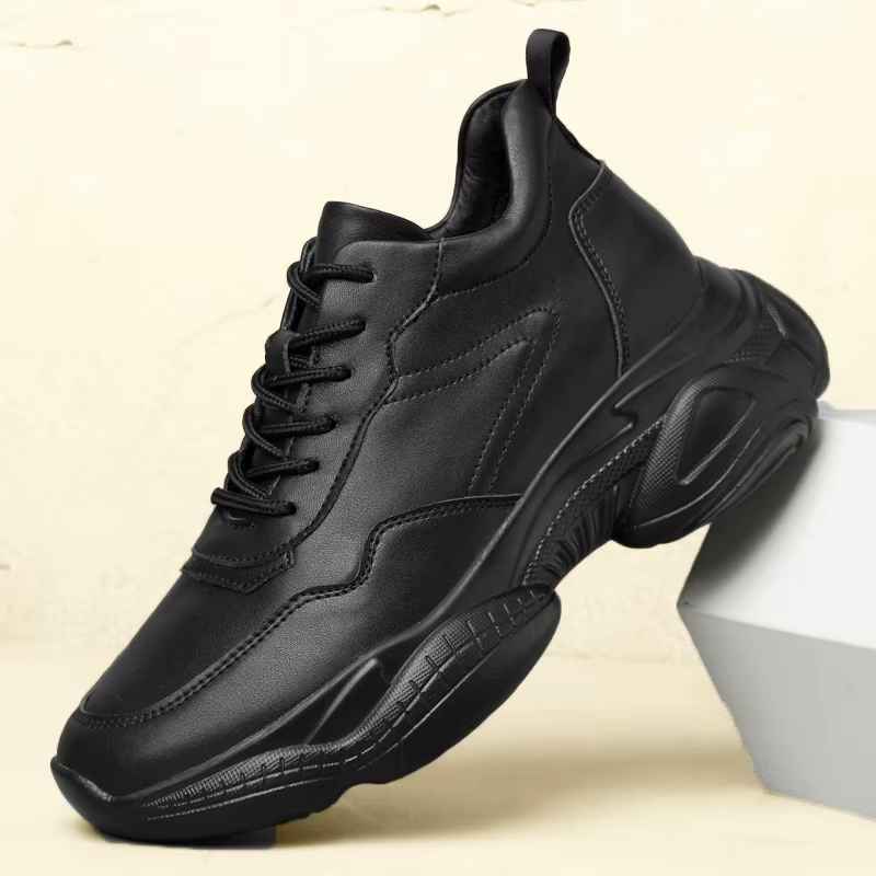 Chaussures rehaussantes pour hommes, semelle intérieure augmentée de 8cm, blanc, noir, grande taille