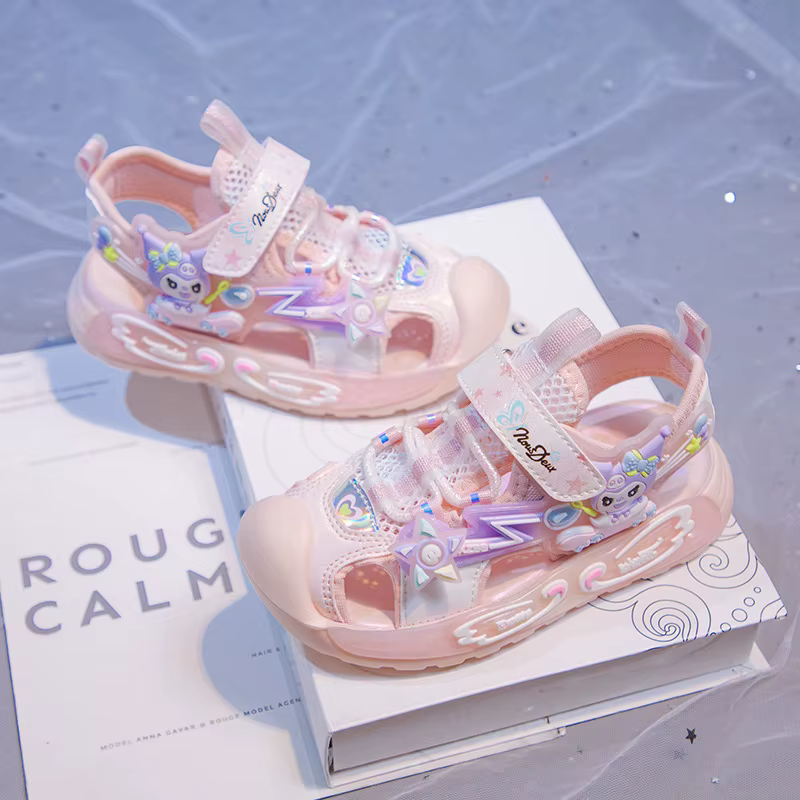 Sandales pour enfants, chaussures de plage en maille Kuromi, chaussures d'été pour filles, antidérap