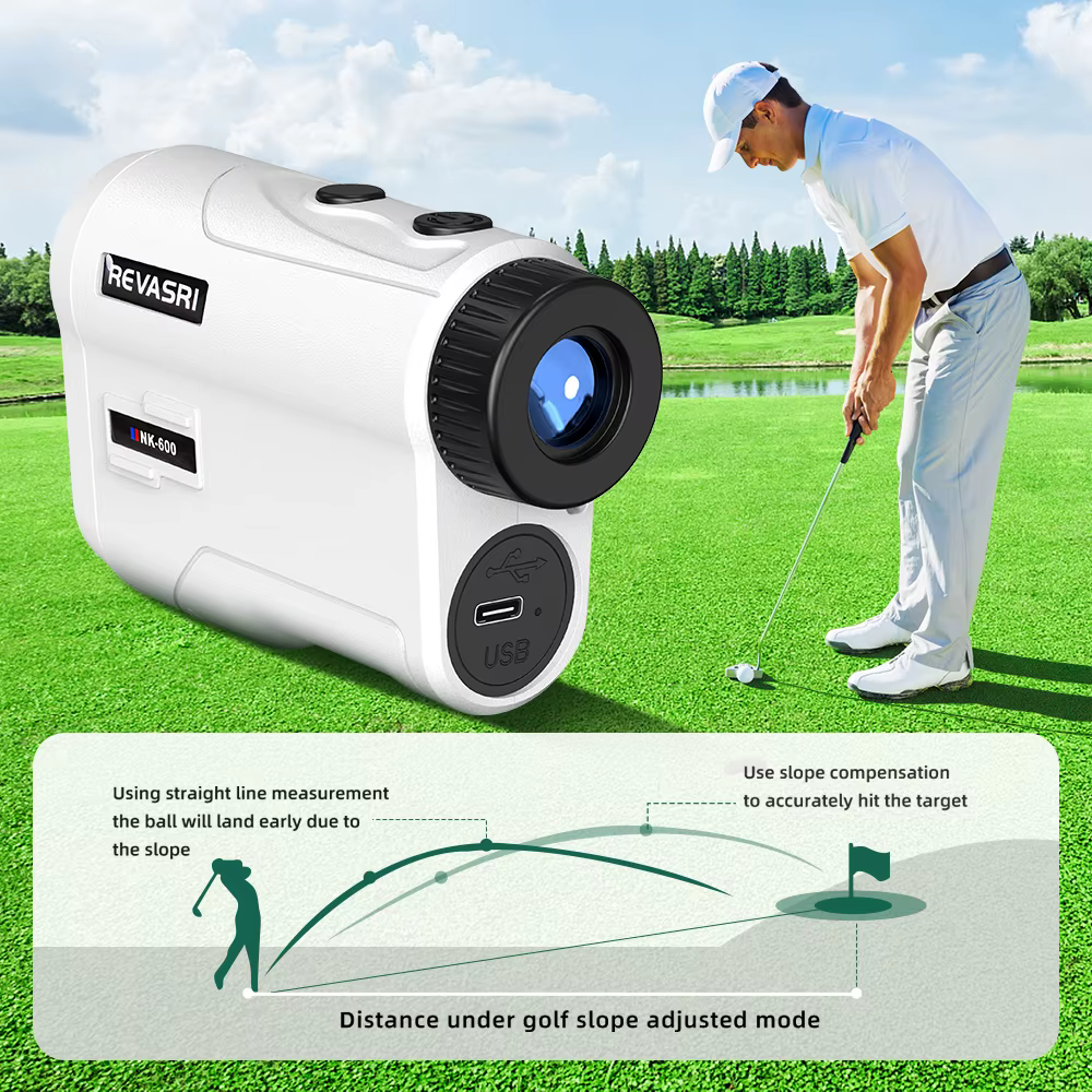 Télémètre laser de golf REVASRI rechargeable 600M/1000M avec grossissement 6X, télescope monoculaire