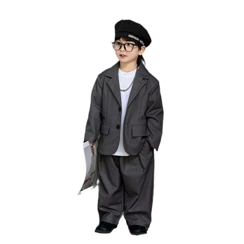Ensembles de blazers décontractés pour garçons, veste et pantalon gris adt, uniformes de mariage tre