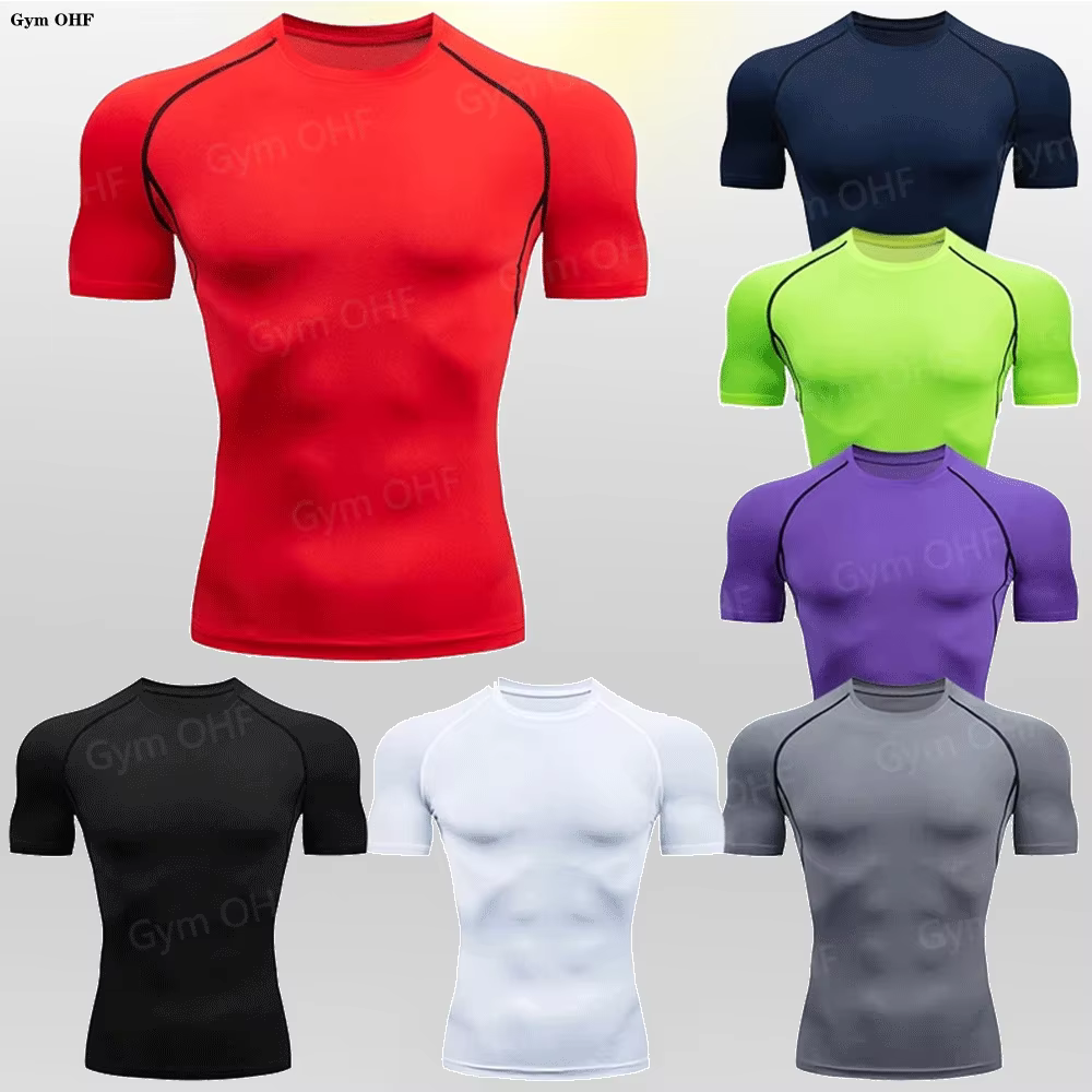 musculation sport homme tee shirt homme  T-shirt Rashguard à manches courtes pour homme, vêtement de