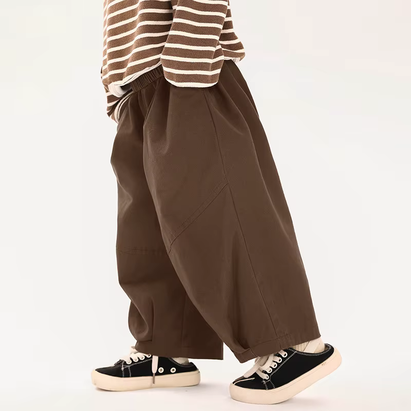 Pantalon sarouel élégant pour garçons, couleur unie, ample, en pur coton, décontracté, pour enfants 