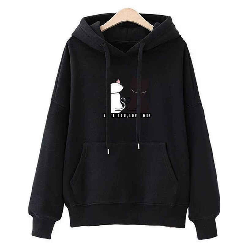 Sweat à capuche décontracté pour femmes, sweat-shirt créatif assorti, Streetwear, motif de chat mign