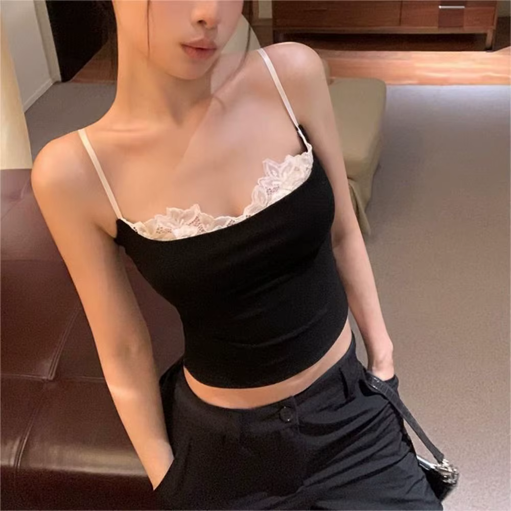 Mode dentelle Camisole mince INS Hip Hop été bustier tubulaire Niche chaude hauts pour filles
