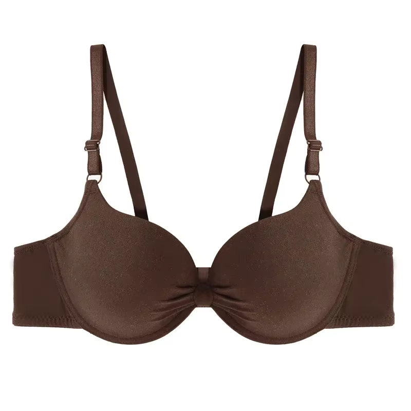 Soutien-gorge Push Up Sexy femmes coton froncé profond V à armatures brassière Lingerie solide souti