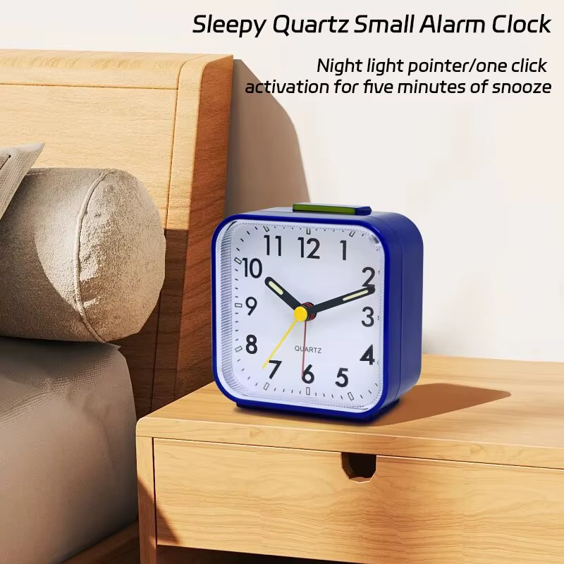 Petite réveil à veilleuse Simple, bureau de chevet avec fonction Snooze, horloge à Quartz en plastiq