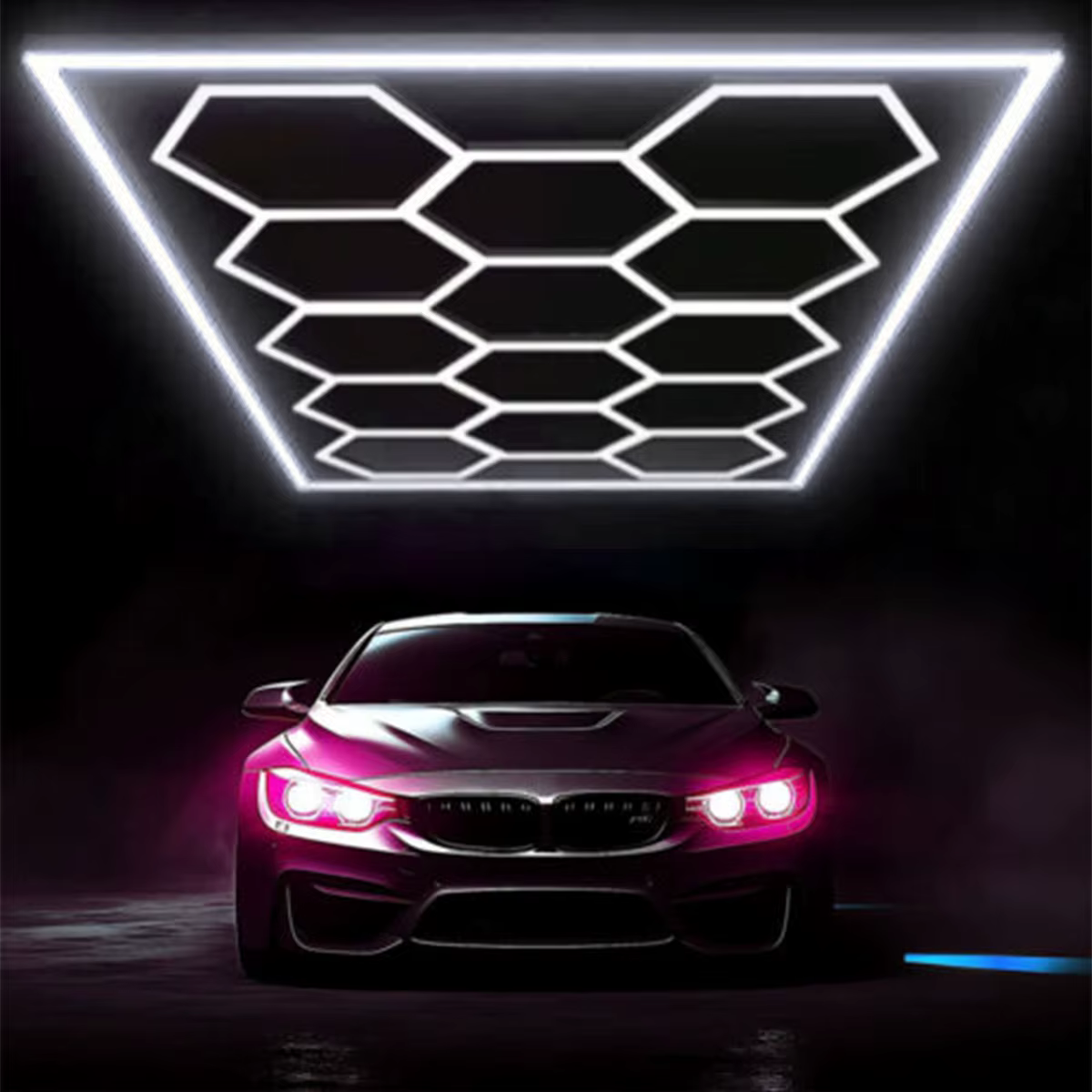 Paquet de 14 plafonniers LED hexagonaux, lumière de garage d'éclairage LED en nid d'abeille 680W, lu