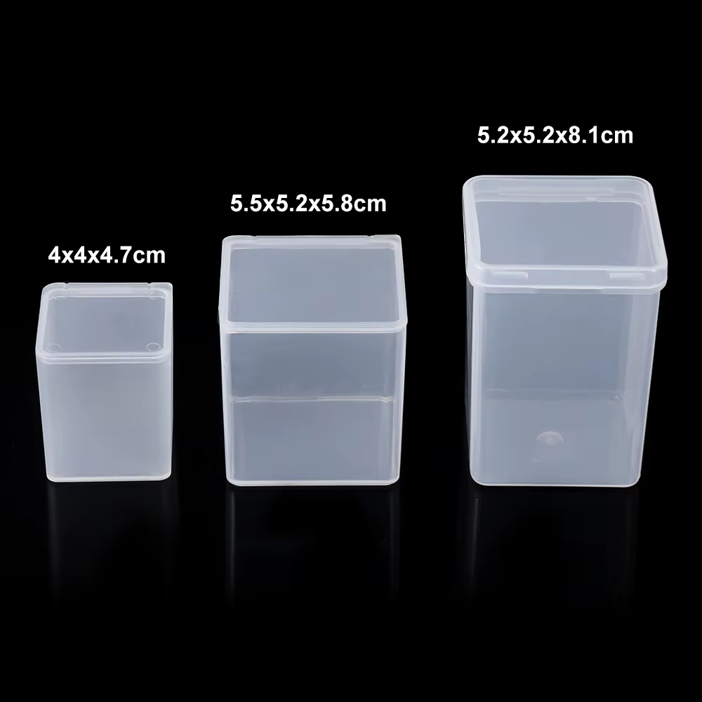 Petites boîtes de rangement en plastique avec couvercle à charnière, nombreuses boîtes transparentes