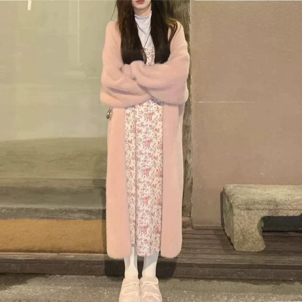 Cardigan long blanc pour femme, nouvelle collection hiver 2026, tricoté, moelleux, à manches longues