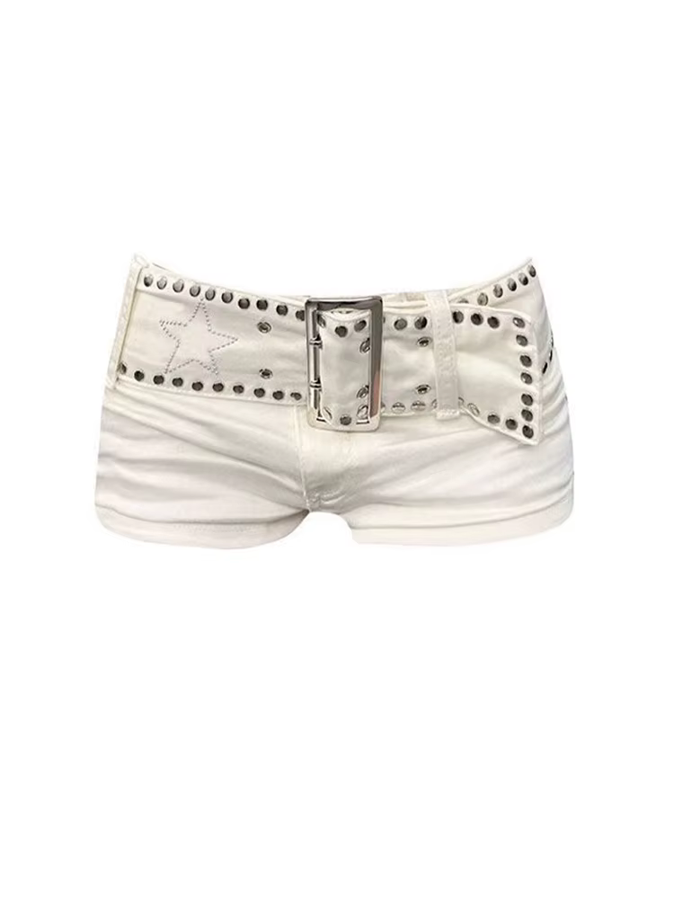 Short en Denim blanc pour femmes Y2k, pantalon court, Harajuku, esthétique, Vintage, taille basse, C