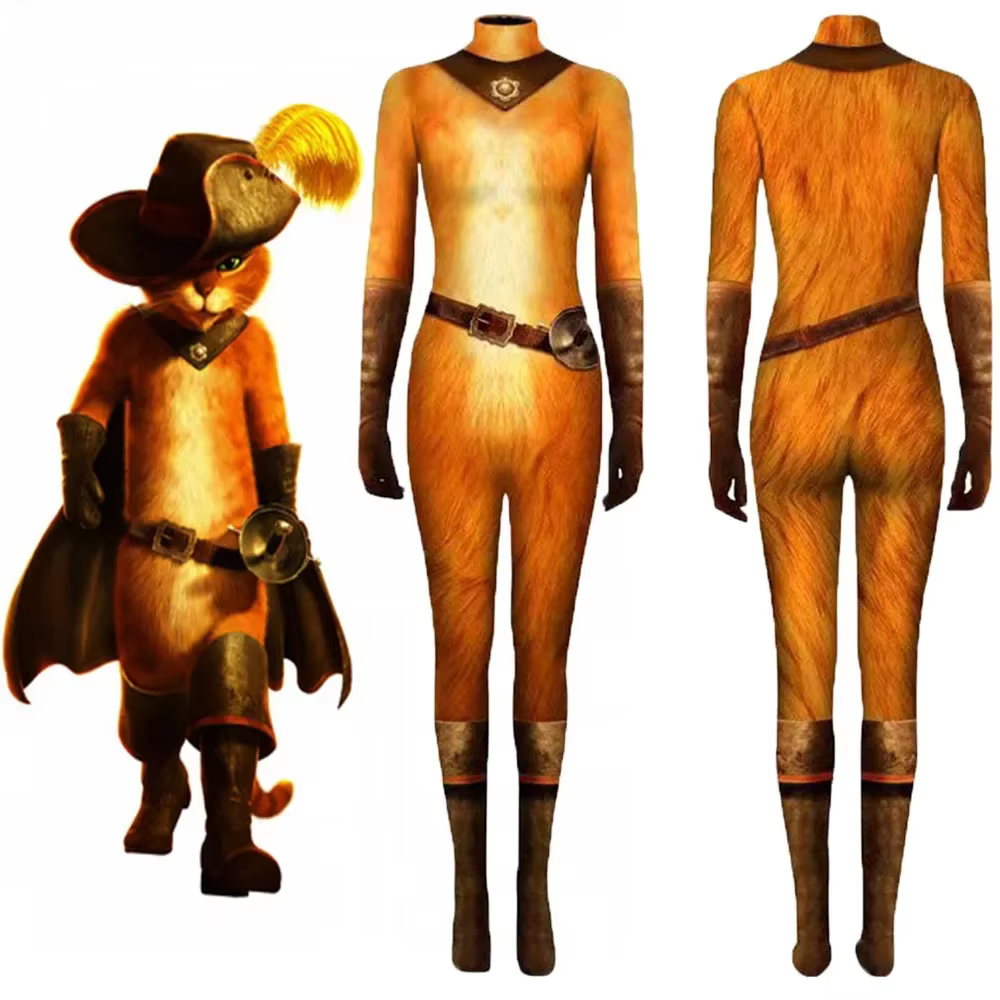 Body chat Anime chat Cosplay en bottes Costume enfants adulte chat combinaison Zentai dessin animé é
