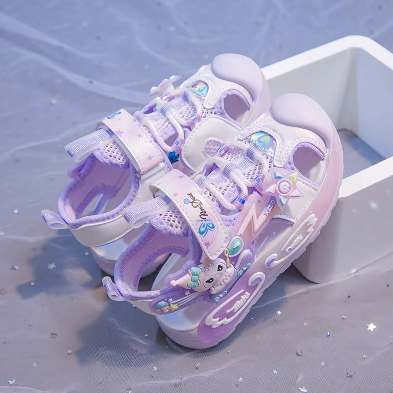 Sandales pour enfants, chaussures de plage en maille Kuromi, chaussures d'été pour filles, antidérap