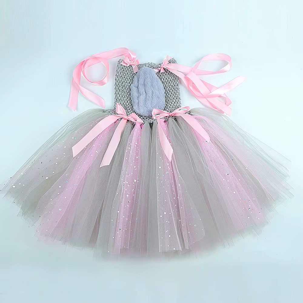 Costumes de souris rose gris scintillant pour bébés filles, robe Tutu de Rat gris pour enfants, tenu