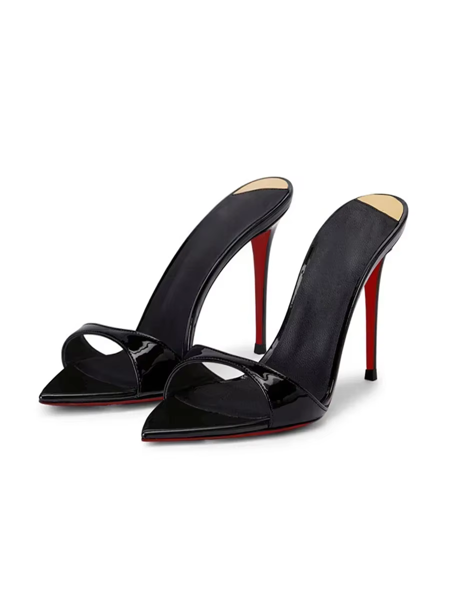 Talons hauts noirs pointus pointus pour femmes, nouvelles sandales à talons super hauts 2025, style 