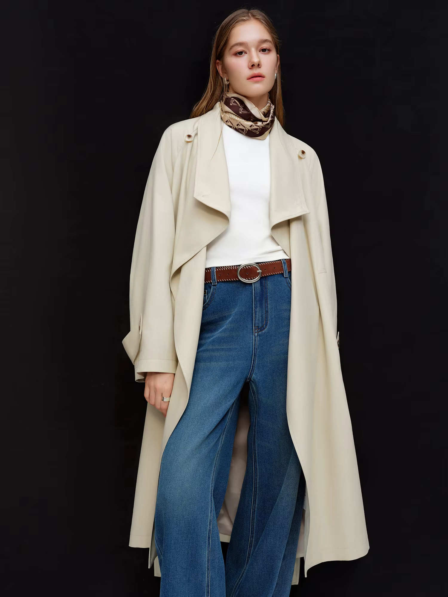 DUSHU – Trench-Coat de Style britannique pour femmes, coupe cintrée, mi-long, vêtements d'extérieur,