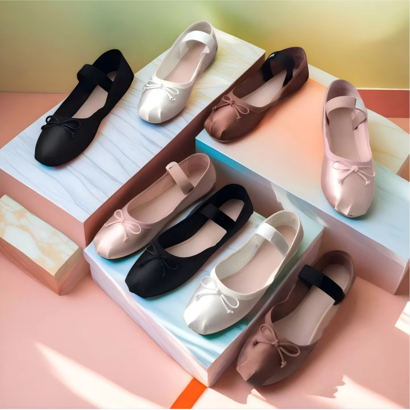 Ballerines pour femmes printemps/été avec talon nœud papillon et style Mary Jane à découpe basse en 