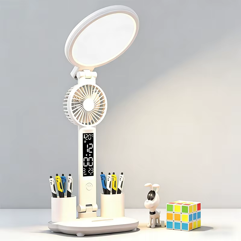 LED horloge lampe de Table USB rechargeable lampe de bureau à intensité variable 2 têtes 180 rotatio