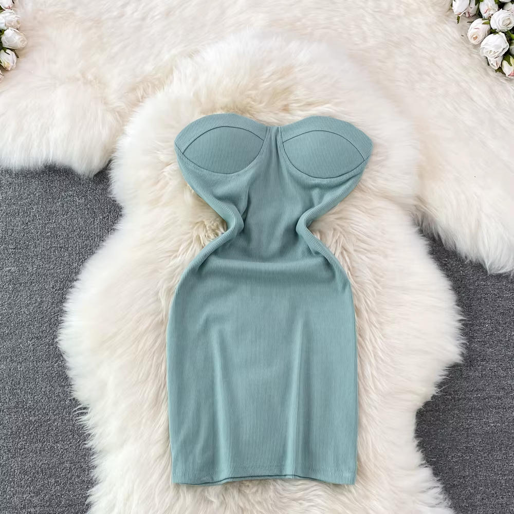 Robe bustier tubulaire sans bretelles, épaules dénudées, Sexy, moulante, Club de fête, élégante, ann