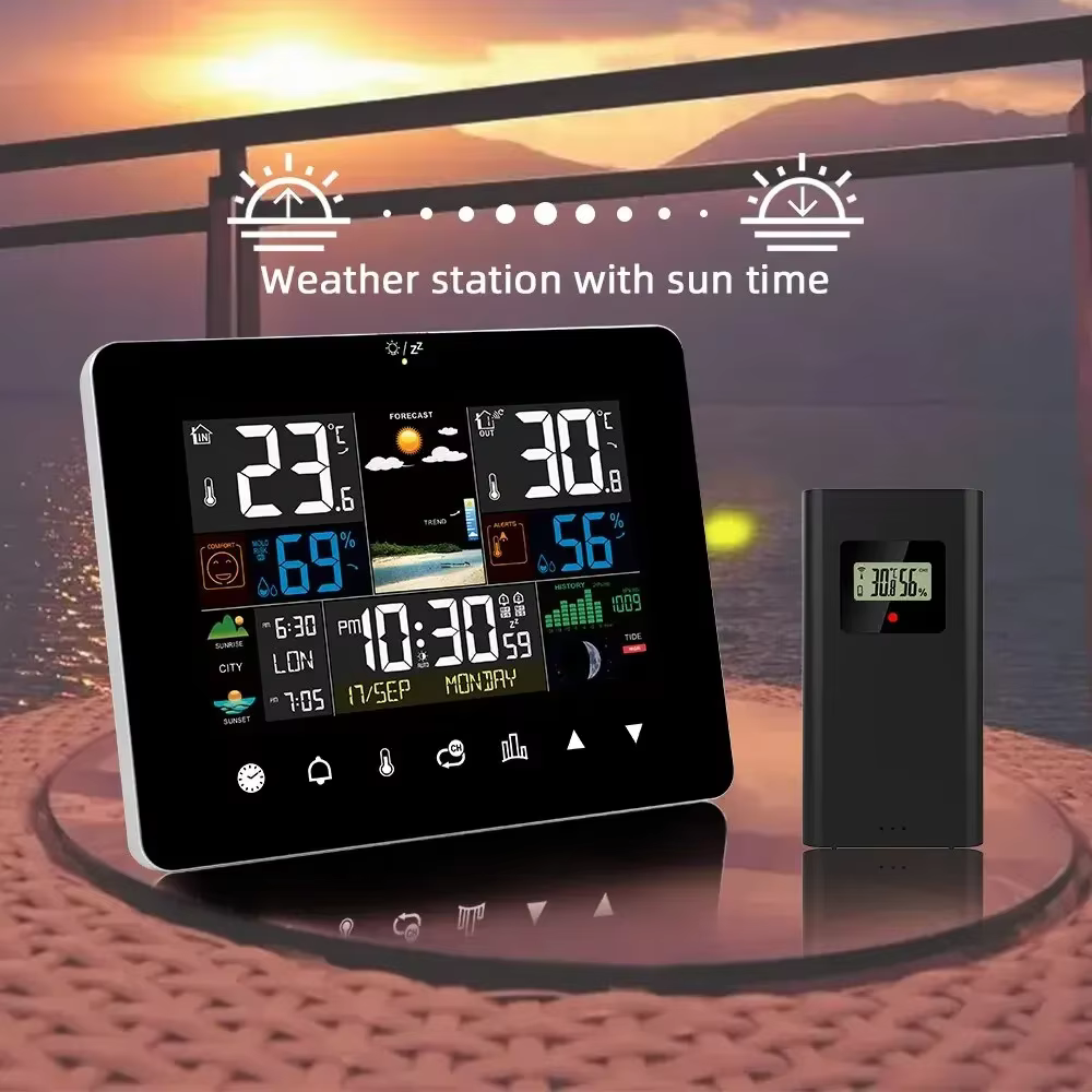 Station Météo Multifonction, Réveil, Therye.com, Hygromètre, Écran Tactile, Capteur Sans Fil, Sunris