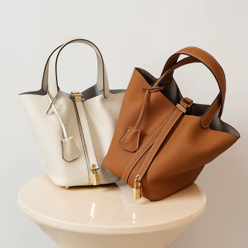 Sac seau, sac pour femme en cuir véritable, sac panier de marché, sac de maman, sac de mariée, sac à