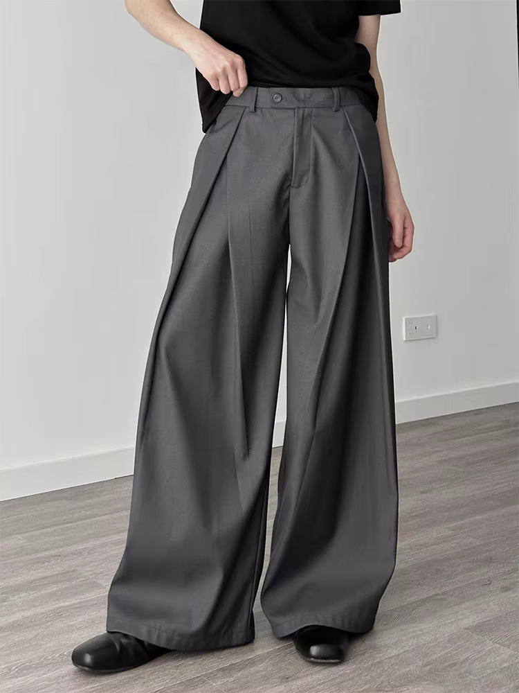 Pantalon décontracté streetwear à jambe large pour homme, style Harajuku, coupe évasée, noir, de hau