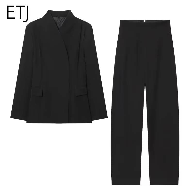 ETJ 2025 – veste de costume slim à col haut et pantalon décontracté assorti pour femmes, nouveau des