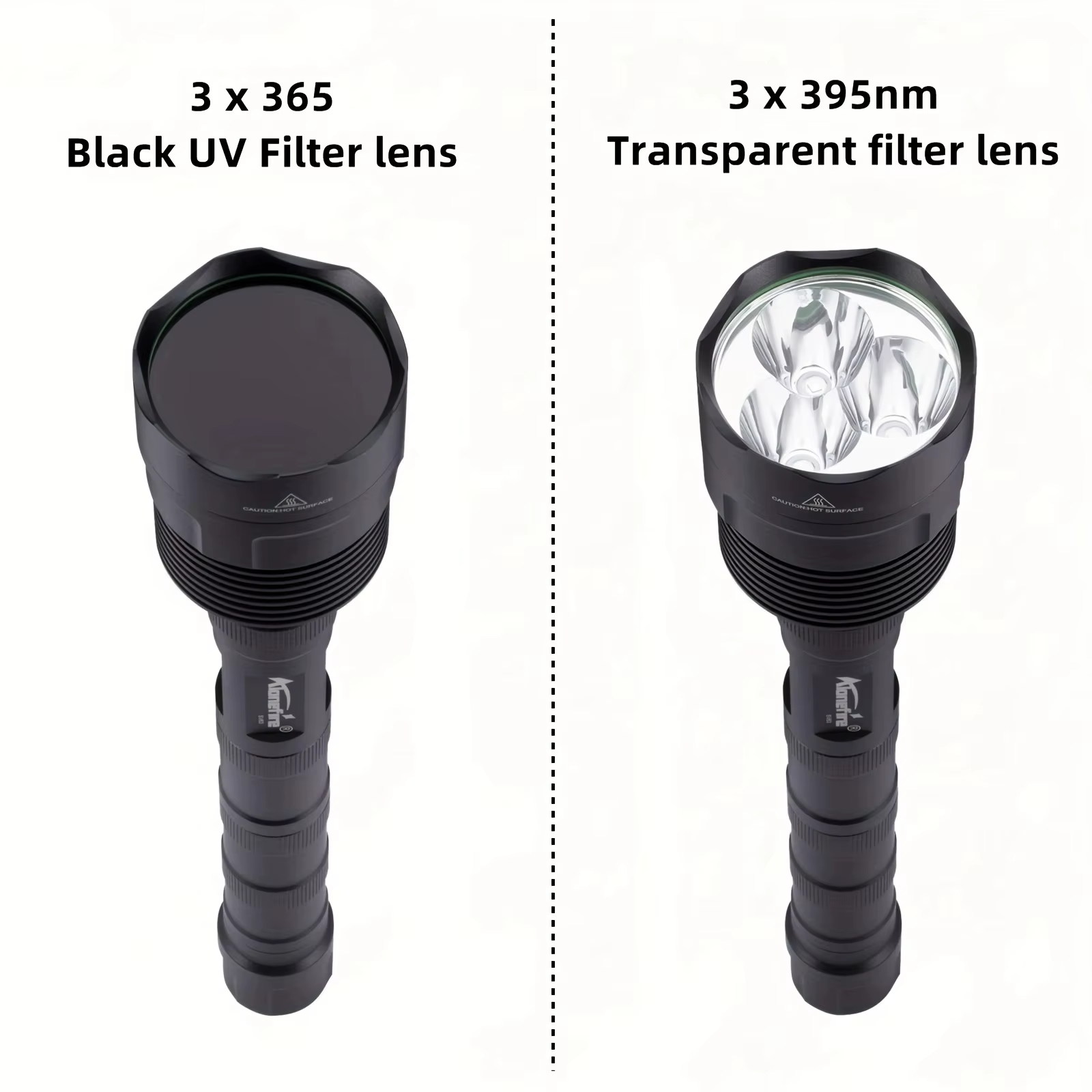 60W 3x365nm UV LED lumière noire puissante 395nm lampe de poche haute puissance Ultraviolet marqueur
