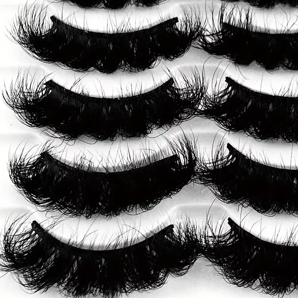 5 paires de cils Faux cils de vison longue durée cils de vison moelleux Volume dramatique Extension 