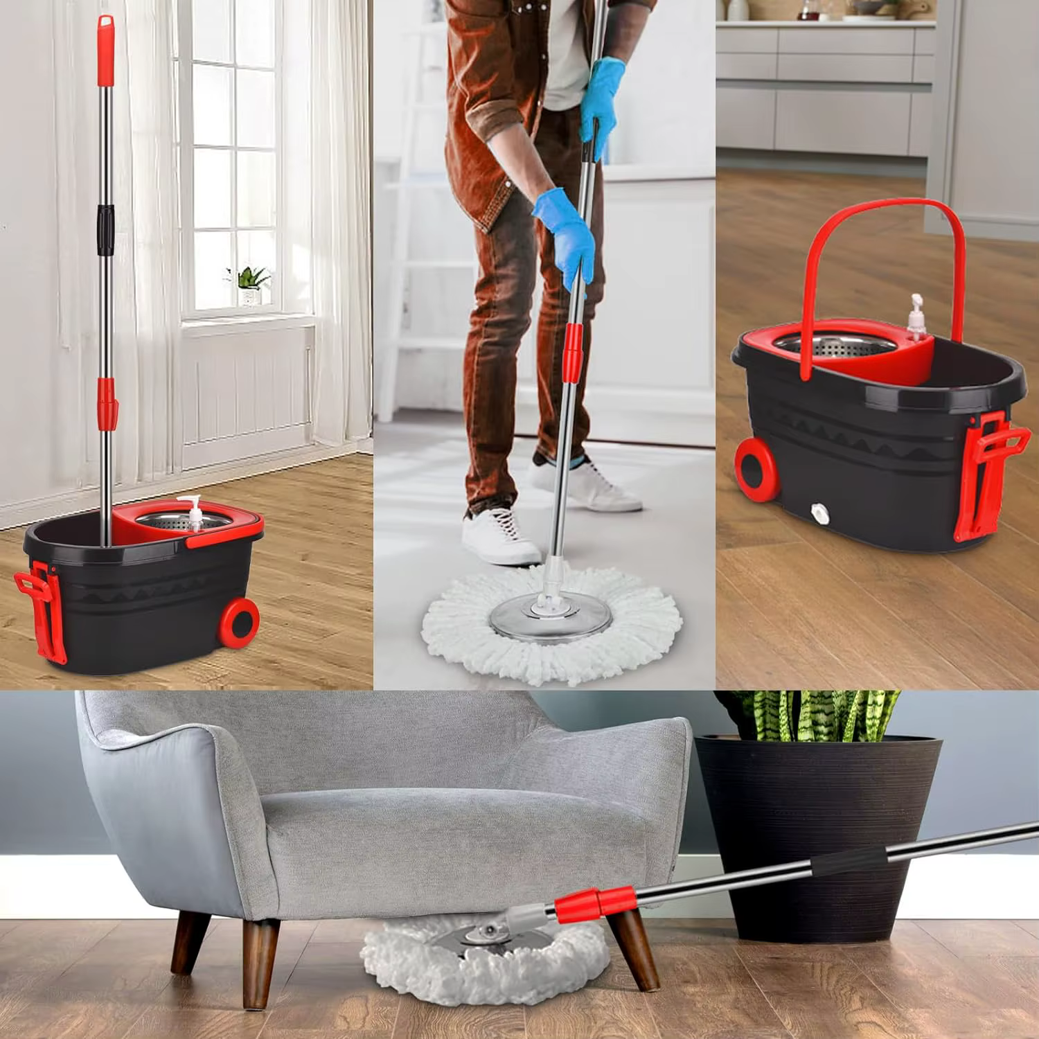 Vadrouille rotative à 360 ° E27, système d'enveloppes, E27 avec roues et 61 en effet/155cm, poignée 