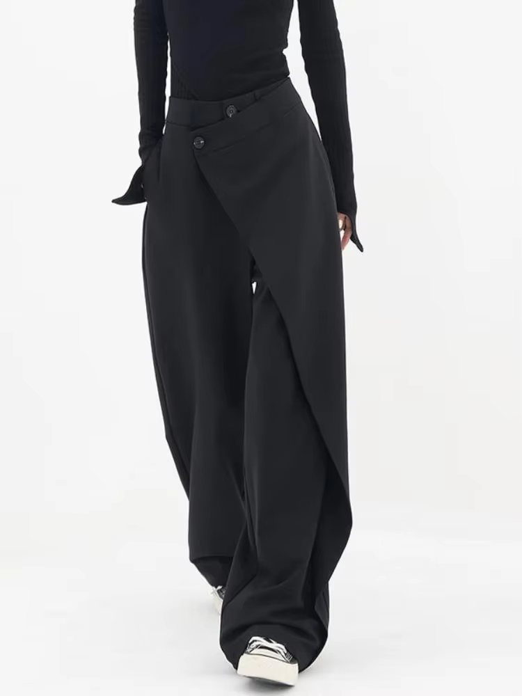 HOUZHOU femmes pantalon de costume large taille haute gothique Style japonais Baggy pantalon noir pa