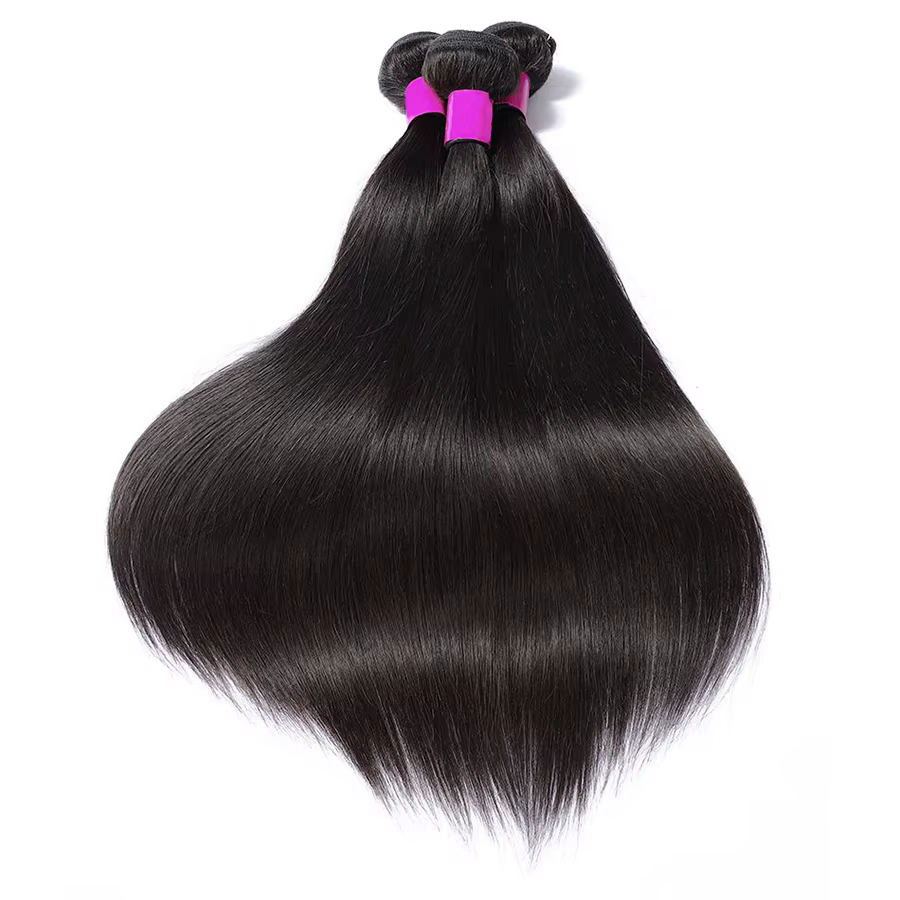 Extensions de cheveux humains vierges brésiliens lisses 12A non traités, double trame, 14-30 pouces