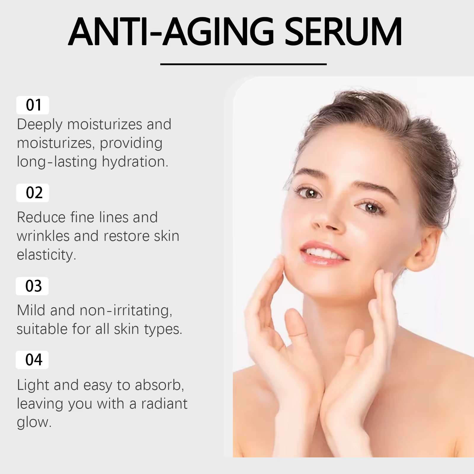 Kit Sérum Raffermissant Visage avec Rouleau Microneedle Anti-Âge, Essence Hydratante et Lissante pou